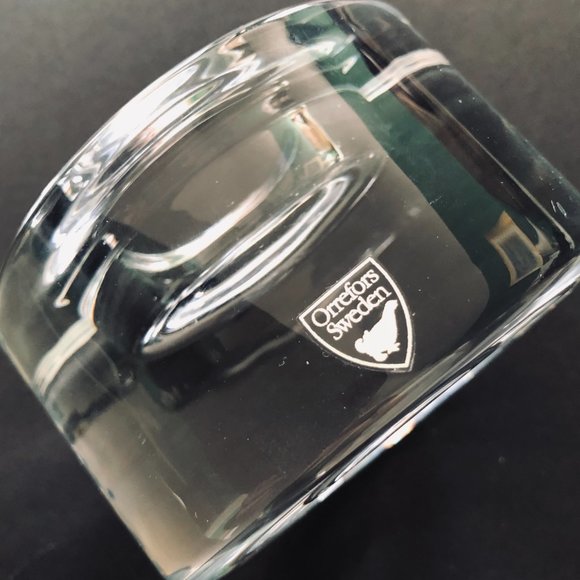 ORREFORS Crystal Puck Votive Signed - Picture 2 of 5